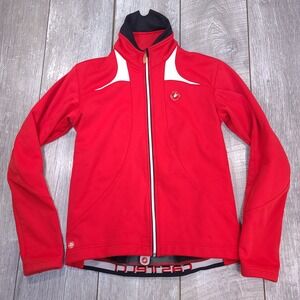 Castelli Cycling Jacket Womens L Red Windstopper Full Zip Fleece Lined Thermal